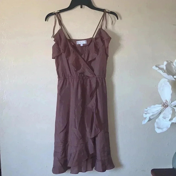 Sunner mauve silk ruffle dress Size XS - Picture 2 of 7